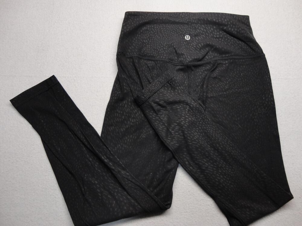 Lululemon Leggings Womens Medium Black High Rise Ankle Yoga Pants Spotted